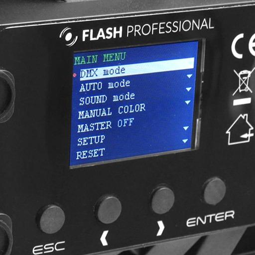 LED Spotlight Geräteansicht groß, Rückseite mit LCD Bedienfeld, zu mieten bei VEITLIGHT® in Berlin Lichtenberg